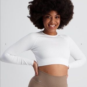 NWT AIM’N White Ribbed Seamless Crop Long Sleeve